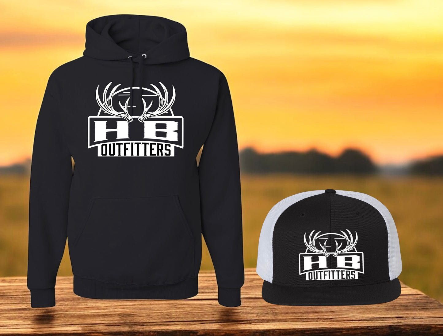 HB Outfitters Black and White Trucker Hat